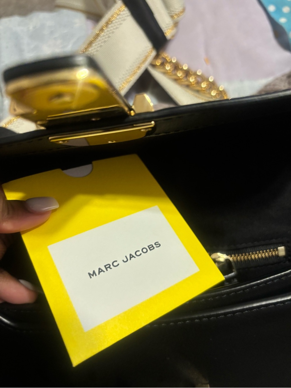 Marc Jacobs Black Leather Crossbody with Gold Buckle and Cream Strap - Picture 3 of 4